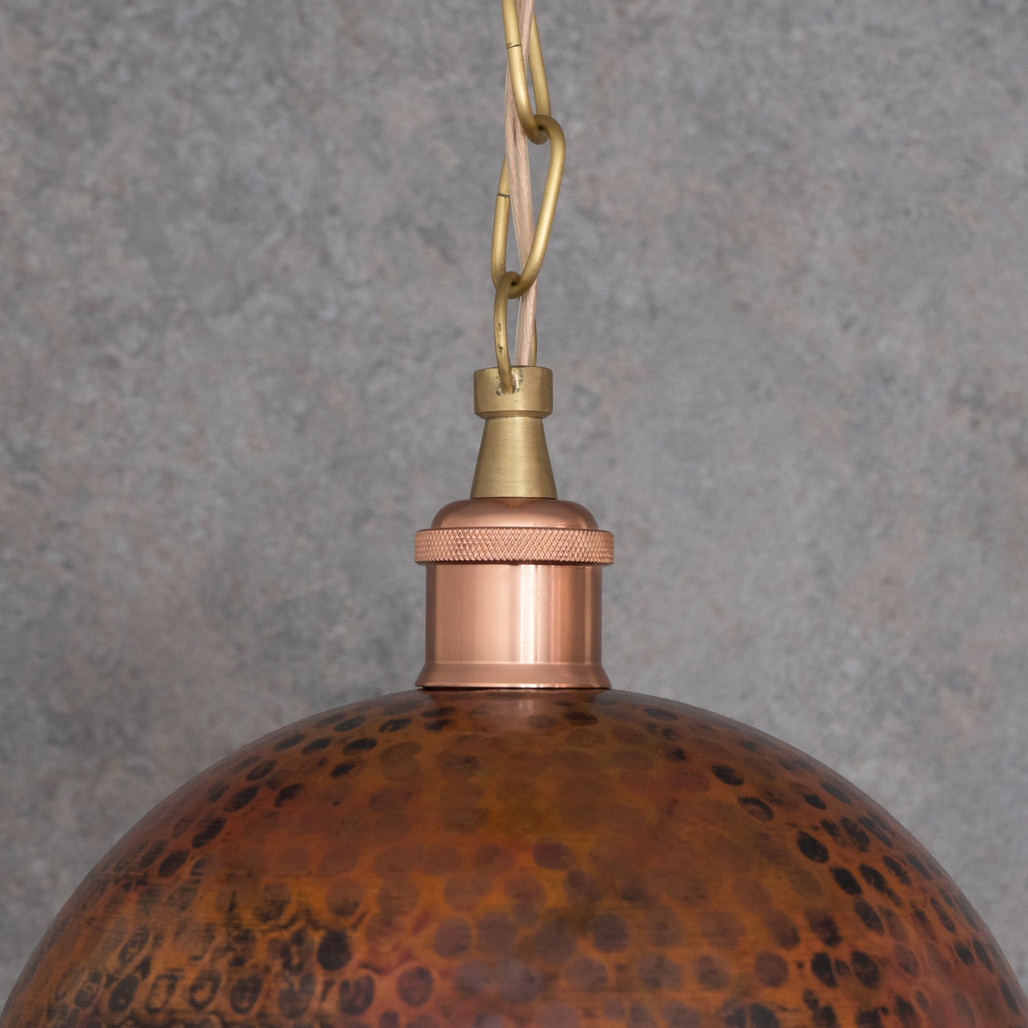Textured Antique Copper Dome Pendant