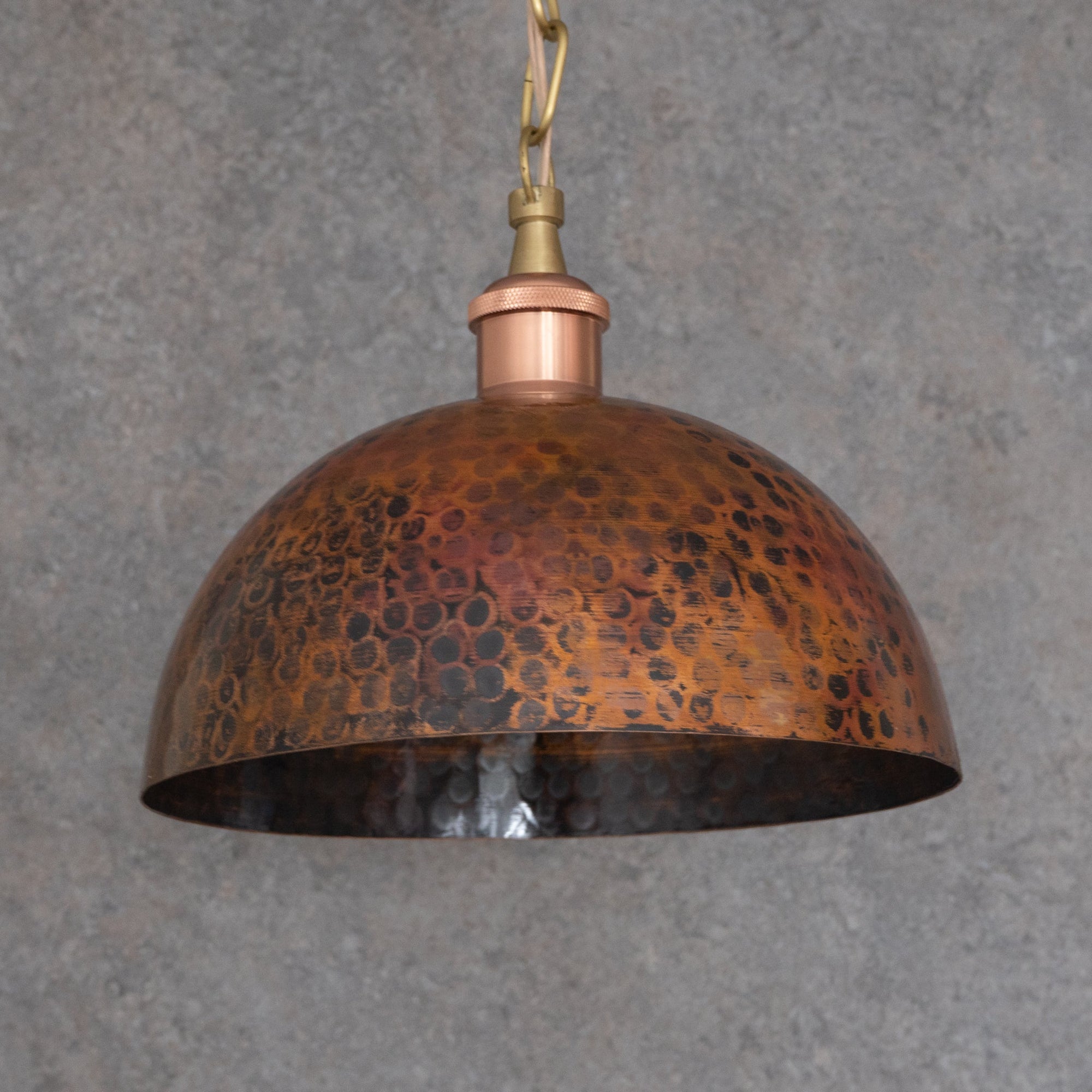 Textured Antique Copper Dome Pendant
