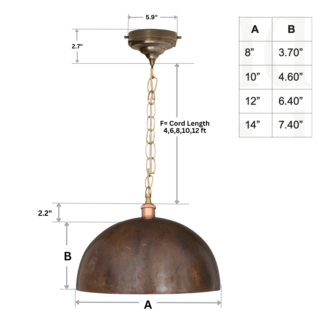 Large Rustic Copper Pendant Light